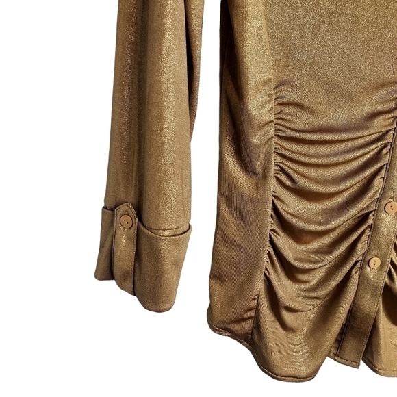 International CONCEPTS WOMENS GOLD BUTTON DOWN TOP SIZE SMALL - Picture 4 of 5